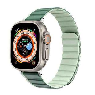 For Apple Watch Series 6 44mm ZGA Two Color Magnetic Silicone Watch Band(Dark Green+Light Green)