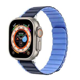 For Apple Watch Series 4 44mm ZGA Two Color Magnetic Silicone Watch Band(Dark Blue+Light Blue)