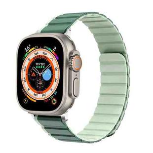 For Apple Watch Series 2 42mm ZGA Two Color Magnetic Silicone Watch Band(Dark Green+Light Green)