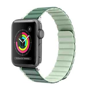 For Apple Watch 42mm ZGA Two Color Magnetic Silicone Watch Band(Dark Green+Light Green)