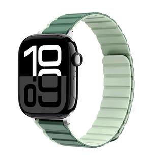 For Apple Watch Series 10 42mm ZGA Two Color Magnetic Silicone Watch Band(Dark Green+Light Green)