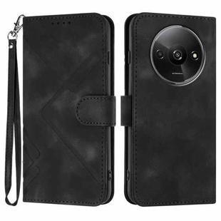 For Xiaomi Redmi A3 Line Pattern Skin Feel Leather Phone Case(Black)