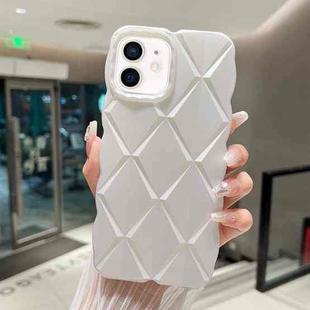 For iPhone 12 Metallic Paint Diamond Lattice Skin Feel Full Coverage Shockproof Phone Case(White)