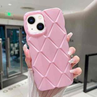 For iPhone 14 Plus Metallic Paint Diamond Lattice Skin Feel Full Coverage Shockproof Phone Case(Pink)