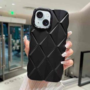 For iPhone 15 Metallic Paint Diamond Lattice Skin Feel Full Coverage Shockproof Phone Case(Black)