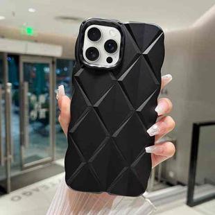 For iPhone 15 Pro Metallic Paint Diamond Lattice Skin Feel Full Coverage Shockproof Phone Case(Black)