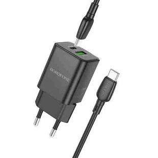 BOROFONE BN14 Royal PD30W Type-C + QC3.0 USB Charger with Type-C to Type-C Cable, EU Plug(Black)
