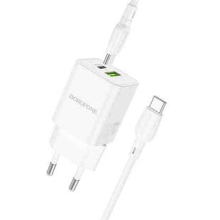 BOROFONE BN14 Royal PD30W Type-C + QC3.0 USB Charger with Type-C to Type-C Cable, EU Plug(White)