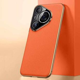 For Huawei Pura 70 Pro / 70 Pro+ Plain Leather Series Shockproof Phone Case(Orange)