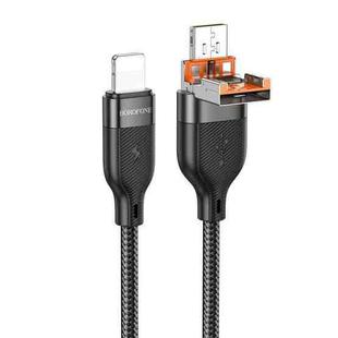 BOROFONE BU45 1.2m USB & Type-C to 8 Pin Happy 2-in-1 Charging Data Cable(Black)