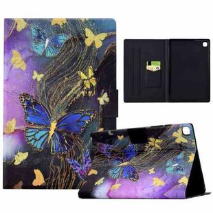 For Samsung Galaxy Tab S6 Lite 2024/2022 Electric Pressed Painted Smart Leather Tablet Case(Gold Butterflies)