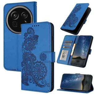 For Sharp Aquos R9 Pro Datura Flower Embossed Flip Leather Phone Case(Blue)