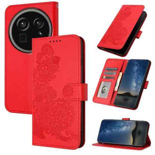 For Sharp Aquos R9 Pro Datura Flower Embossed Flip Leather Phone Case(Red)