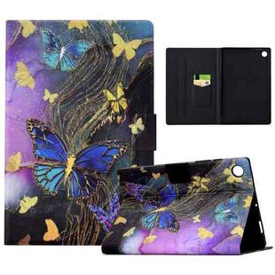 For Samsung Galaxy Tab A9 Electric Pressed Painted Leather Tablet Case(Gold Butterflies)