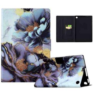 For Amazon Kindle Fire 7 2022 Electric Pressed Painted Smart Leather Tablet Case(Peony)