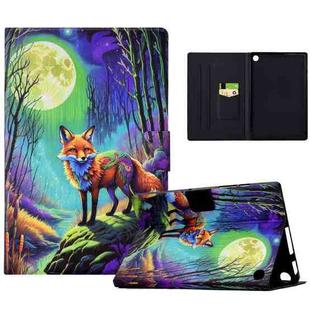 For Amazon Kindle Fire 7 2022 Electric Pressed Painted Smart Leather Tablet Case(Moonlight Fox)