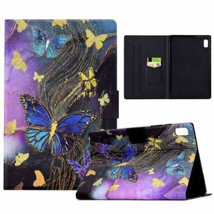 For Lenovo Tab M9 Electric Pressed Painted Smart Leather Tablet Case(Gold Butterflies)