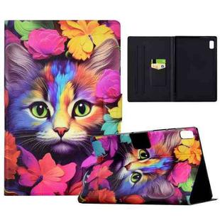 For Lenovo Tab M9 Electric Pressed Painted Smart Leather Tablet Case(Rose Cat)