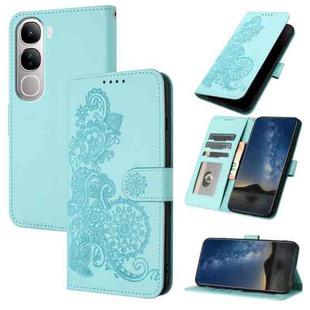 For vivo Y300 / vivo V40 Lite 4G / 5G IDN Datura Flower Embossed Flip Leather Phone Case(Light blue)