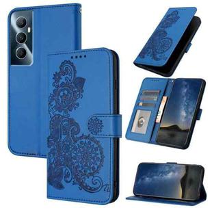 For Realme C65 4G Datura Flower Embossed Flip Leather Phone Case(Blue)