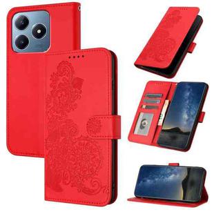 For Realme C63 / C61 Global Datura Flower Embossed Flip Leather Phone Case(Red)