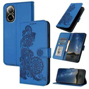 For Realme  12 Lite / C67 4G Global Datura Flower Embossed Flip Leather Phone Case(Blue)