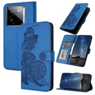 For Realme GT7 Pro Datura Flower Embossed Flip Leather Phone Case(Blue)