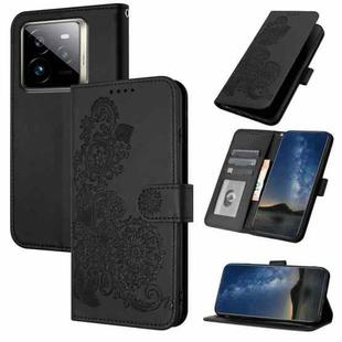 For Realme GT7 Pro Datura Flower Embossed Flip Leather Phone Case(Black)