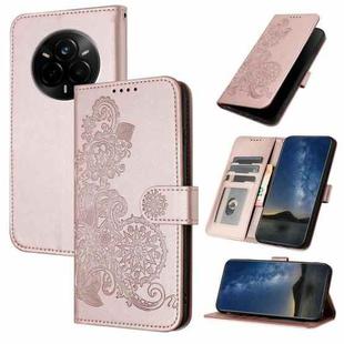 For Realme 14 Pro Datura Flower Embossed Flip Leather Phone Case(Rose Gold)