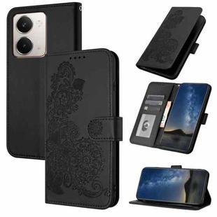 For Realme P3 Ultra 5G Datura Flower Embossed Flip Leather Phone Case(Black)