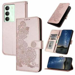 For Realme 14x Global Datura Flower Embossed Flip Leather Phone Case(Rose Gold)