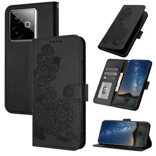 For Realme GT 7 India Datura Flower Embossed Flip Leather Phone Case(Black)