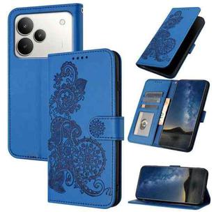 For Realme P4 5G Datura Flower Embossed Flip Leather Phone Case(Blue)