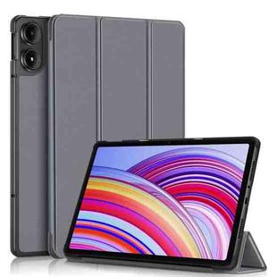 For Xiaomi Redmi Pad Pro 12.1 Custer Pure Color 3-Fold Stand Leather Smart Tablet Case(Grey)