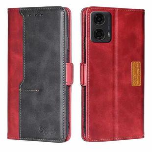 For Motorola Moto G24 4G Contrast Color Side Buckle Leather Phone Case(Red + Black)