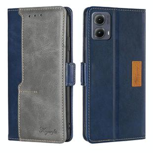 For Motorola Edge 5G 2024 Contrast Color Side Buckle Leather Phone Case(Blue + Grey)