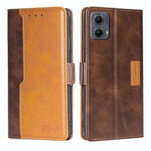 For Motorola Edge 5G 2024 Contrast Color Side Buckle Leather Phone Case(Dark Brown + Gold)