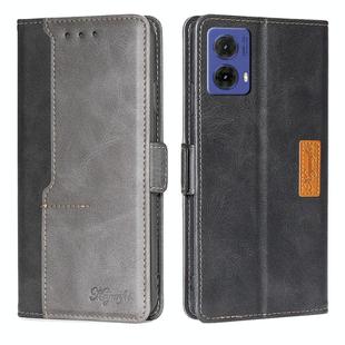 For Motorola Moto G85 5G Contrast Color Side Buckle Leather Phone Case(Black + Grey)