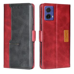 For Motorola Moto G85 5G Contrast Color Side Buckle Leather Phone Case(Red + Black)