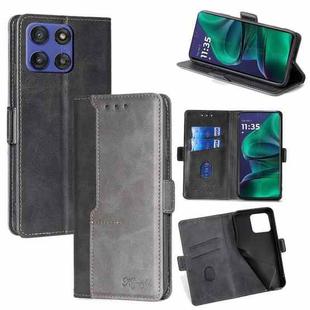 For Motorola Moto G Stylus 5G 2025 Contrast Color Side Buckle Leather Phone Case(Black + Grey)