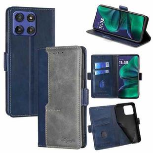 For Motorola Moto G Stylus 5G 2025 Contrast Color Side Buckle Leather Phone Case(Blue + Grey)