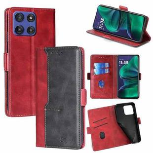 For Motorola Moto G Stylus 5G 2025 Contrast Color Side Buckle Leather Phone Case(Red + Black)