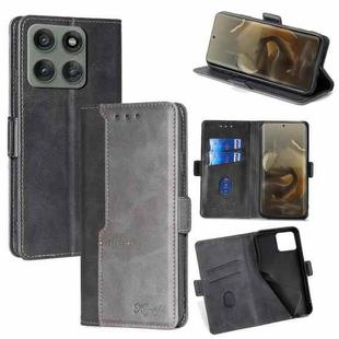 For Motorola Edge 60 Pro 5G Contrast Color Side Buckle Leather Phone Case(Black + Grey)