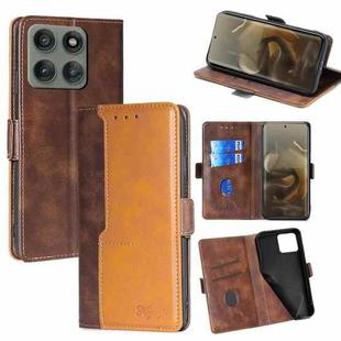 For Motorola Edge 60 Pro 5G Contrast Color Side Buckle Leather Phone Case(Dark Brown + Gold)