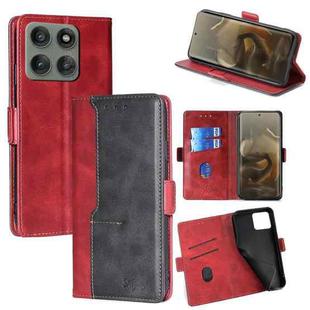 For Motorola Edge 60 Pro 5G Contrast Color Side Buckle Leather Phone Case(Red + Black)