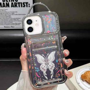 For iPhone 11 Electroplated Card Slot Laser Butterfly Cardboard TPU Phone Case(Silver)