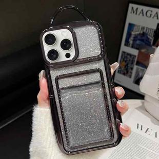 For iPhone 15 Pro Max Electroplated Card Slot Gradient Glitter Paper TPU Phone Case(Black)