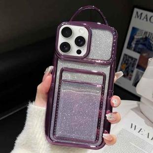 For iPhone 13 Pro Max Electroplated Card Slot Gradient Glitter Paper TPU Phone Case(Purple)