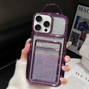 For iPhone 12 Pro Max Electroplated Card Slot Gradient Glitter Paper TPU Phone Case(Purple)