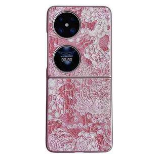 For Huawei Pocket 2 Embroidery Style Full Coverage Phone Case(Pink)